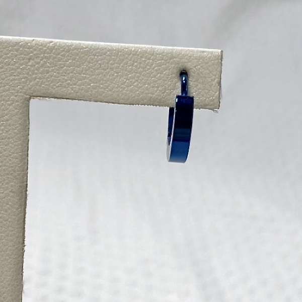 Stainless & Blue Rhodium Single Huggie EarringSin