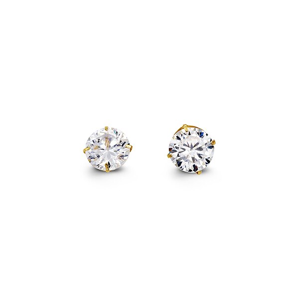 14kt Yellow Gold 6mm Cubic Stud Earrings