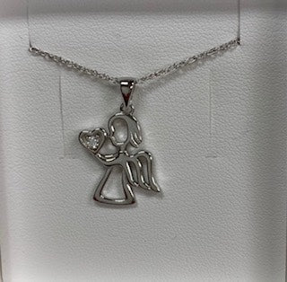 Sterling Silver & Cubic Angel Pendant