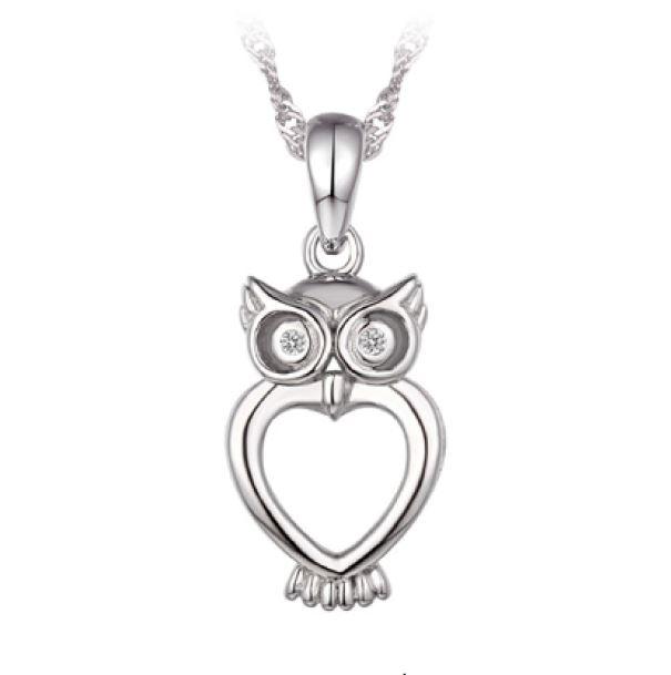Sterling Silver Cubic Owl Pendant