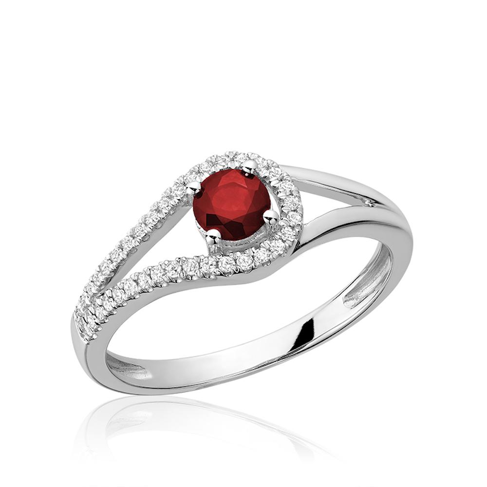 10kt White Gold Diamond & Ruby Ring