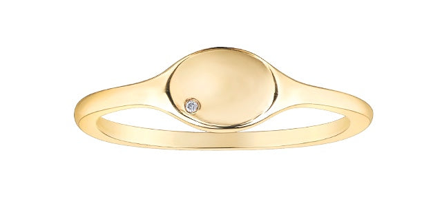 10kt Yellow Gold Mini Diamond Signet Ring
