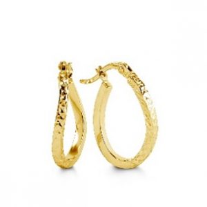 10kt yellow gold diamond cut hoop earrings