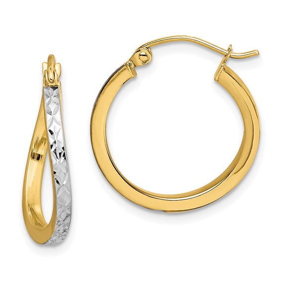 10kt white & yellow gold hoops