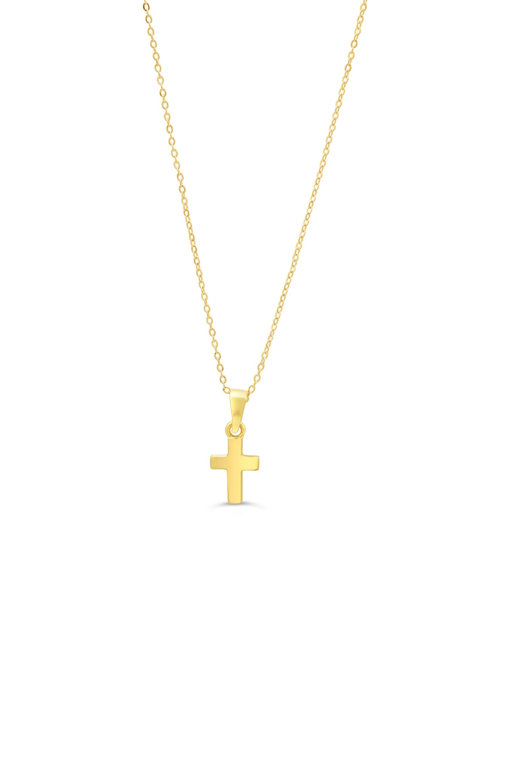 10kt yellow gold cross pendant with 14" chain