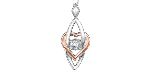 10kt White & Rose Gold Diamond Pulse Pendant