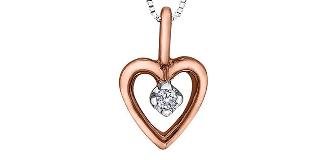 10kt Rose Gold Diamond Heart Pendant