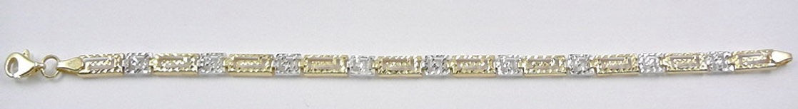 10kt yellow & white gold diamond cut bracelet