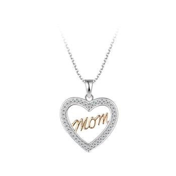 Sterling Silver & Gold Rhodium Cubic Mom Pendant