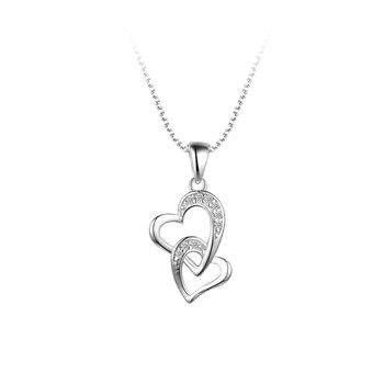 Sterling Silver Cubic Hearts Pendant