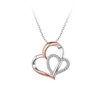 Silver & Rose Rhodium Heart Pendant
