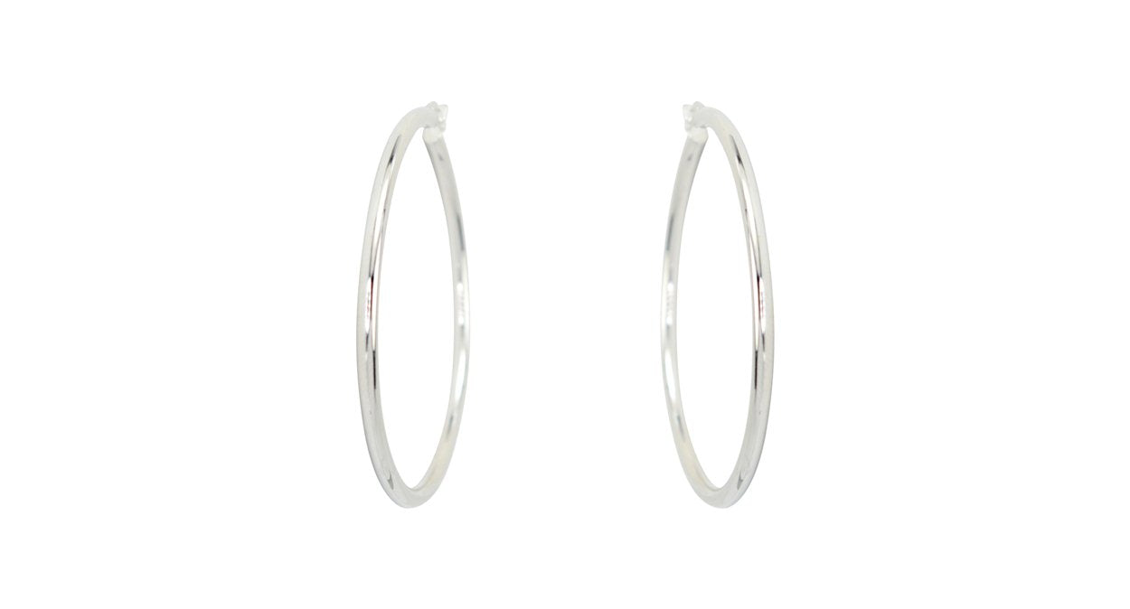 10kt White Gold 35mm Hoop Earrings