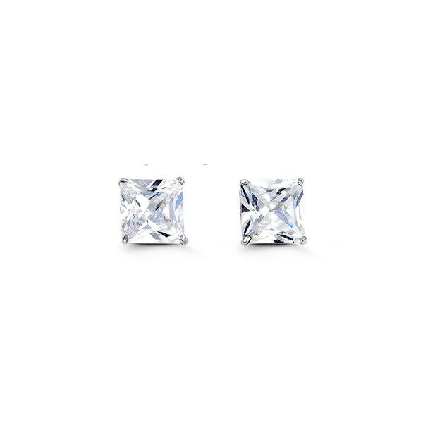 14kt White Gold Cubic Studs 6mm