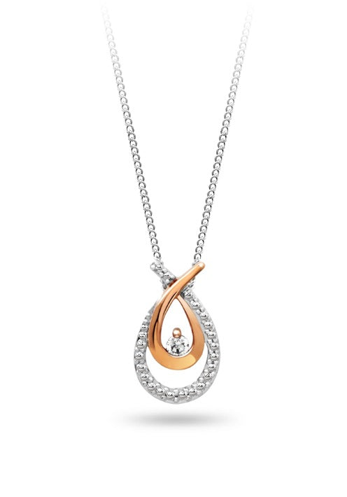 10kt White & Rose Gold Diamond Pendant