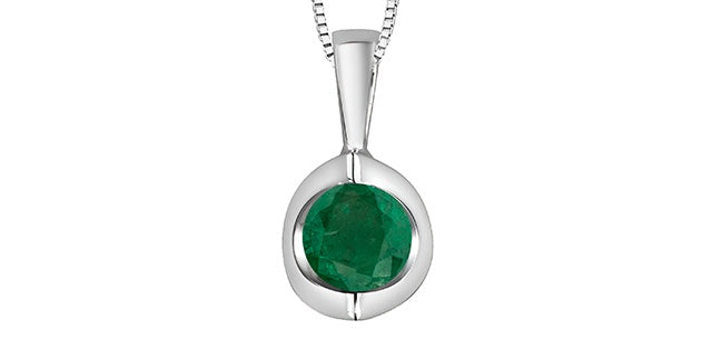 10kt White Gold Emerald Pendant