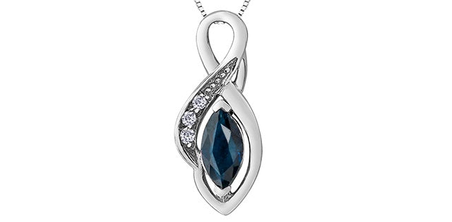10kt White Gold Diamond & Sapphire Pendant