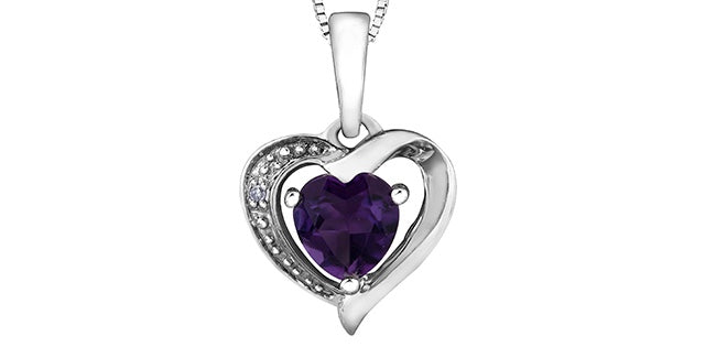 10kt White Gold Amethyst & Diamond Pendant