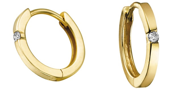 10kt Yellow Gold Diamond Huggies