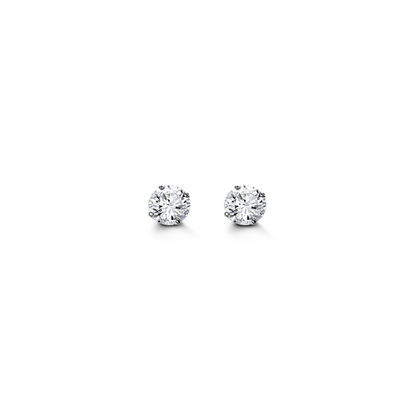 14kt White Gold 4mm Cubic Stud Earrings