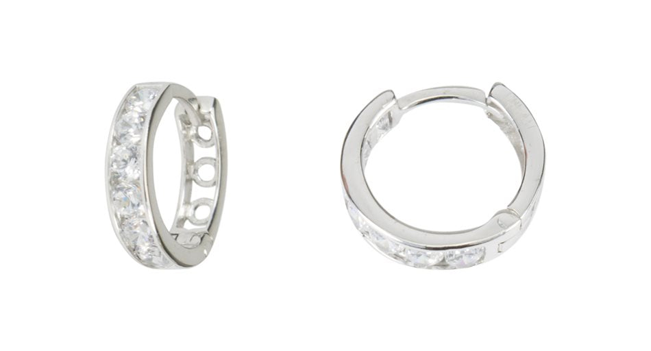 10kt White Gold 13mm Cubic Huggies
