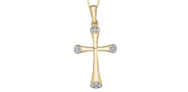 10kt Yellow Gold Diamond Cross Pendant