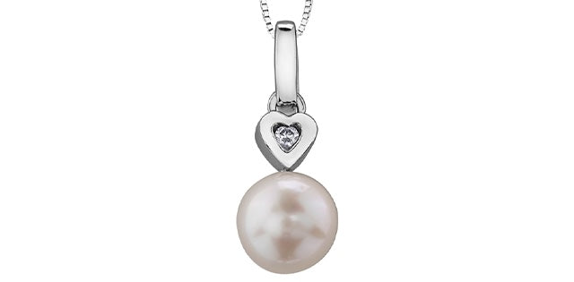 10kt White Gold Pearl & Diamond Pendant