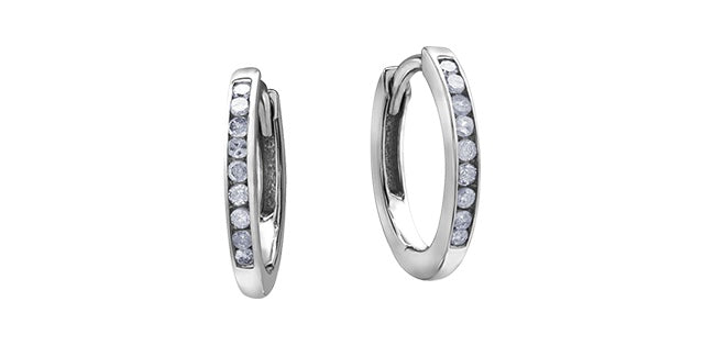 10kt White Gold Diamond Huggies .10cttw