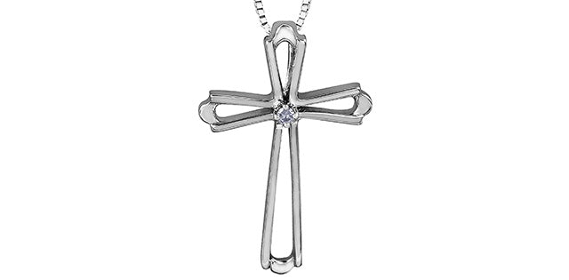 10kt White Gold Diamond Cross Pendant