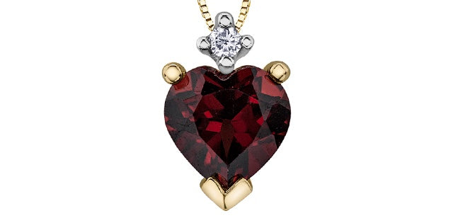 10kt yellow gold diamond & garnet pendant
