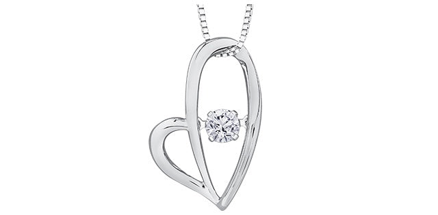 10kt White Gold Diamond Pulse Heart Pendant