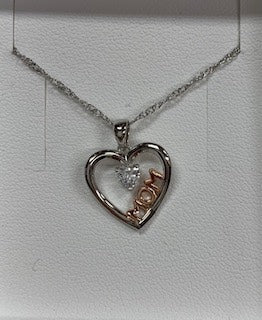 Sterling Silver & Rose Rhodium Mom Pendant