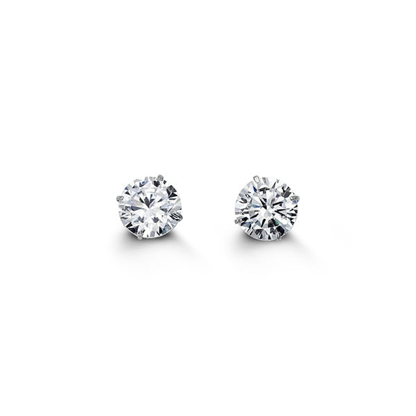 14kt White Gold 6mm Cubic Stud Earrings