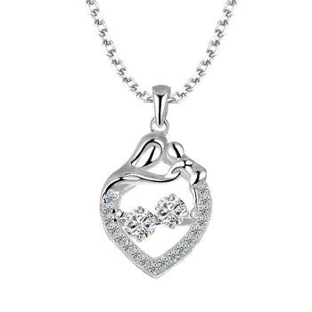 Silver & Cubic Mother and Child Pulse Pendant