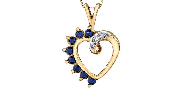 10kt Yellow Gold Sapphire & Diamond Pendant