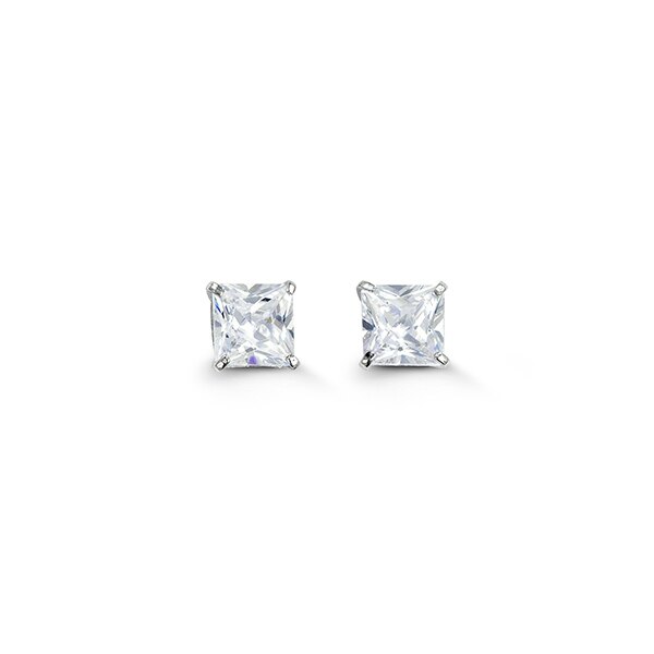 14kt White Gold Square Cubic Studs 5mm