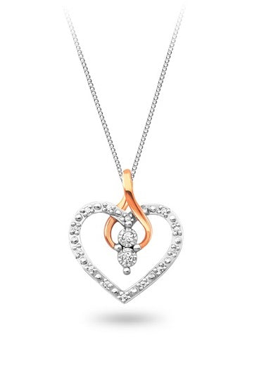 10kt White & Rose Gold Diamond Heart Pendant