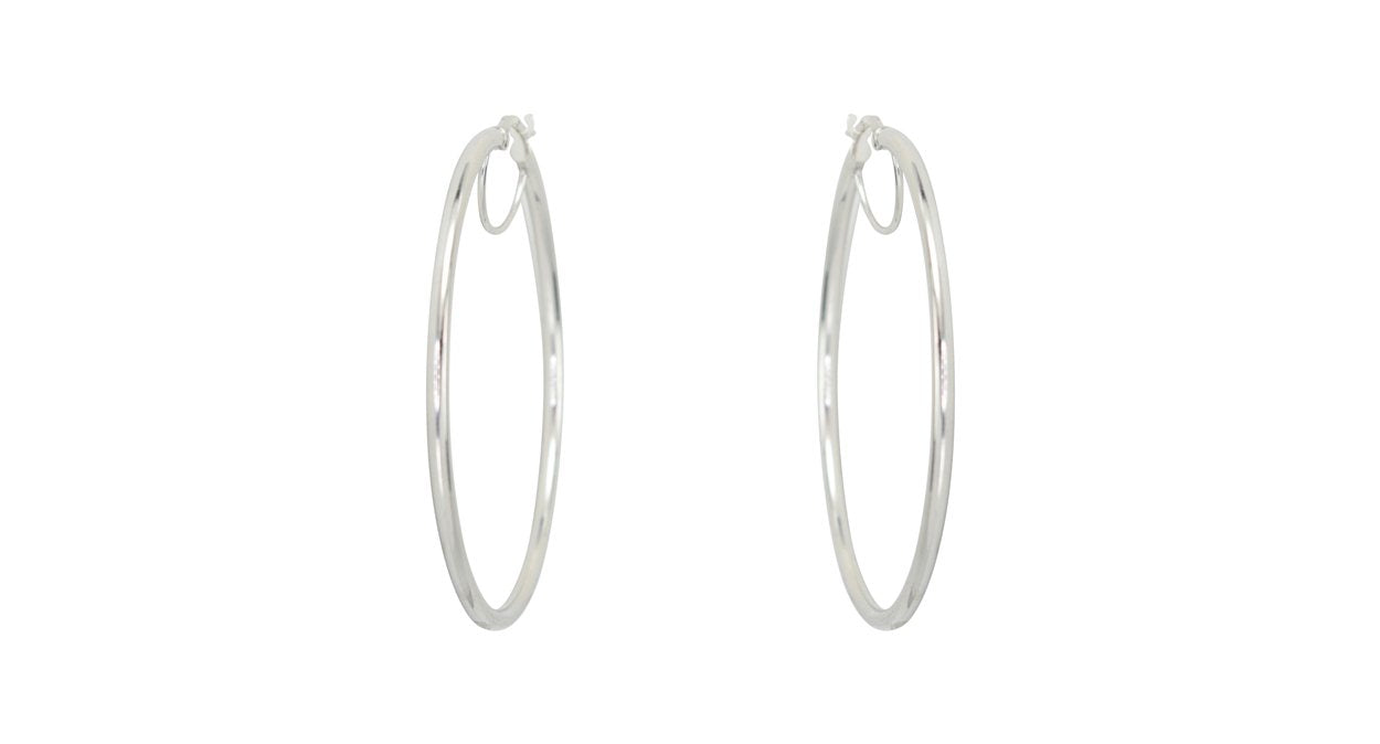 10kt White Gold 50mm Hoop Earrings