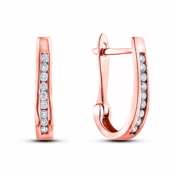 10kt Rose Gold .15tw Canadian Diamond Hoop Earrings