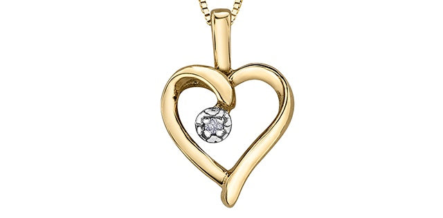 10kt Yellow Gold Diamond Heart Pendant