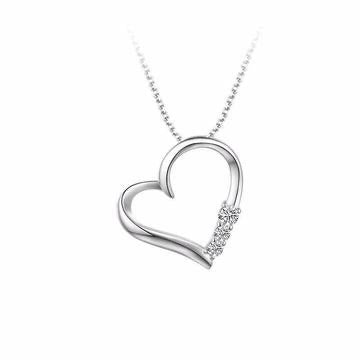Sterling Silver & Cubic Heart Pendant and Chain