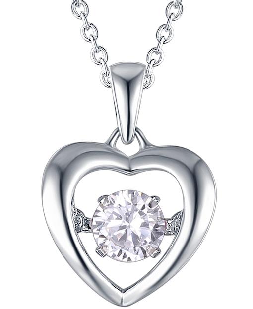 Sterling Silver & Cubic Heart Pulse Pendant