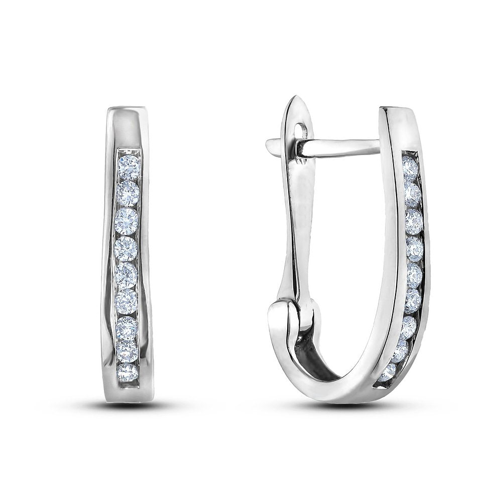 10kt White Gold 1.00cttw. Canadian Diamond Hoops