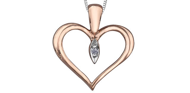 10kt Rose Gold Diamond Heart Pendant