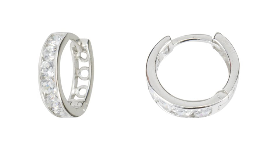 10kt White Gold 15mm Cubic Huggies