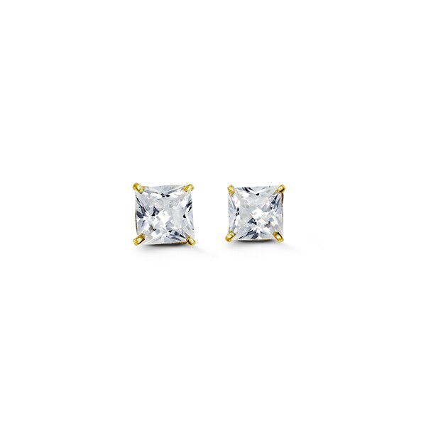 14kt Yellow Gold Square Cubic Studs 5mm