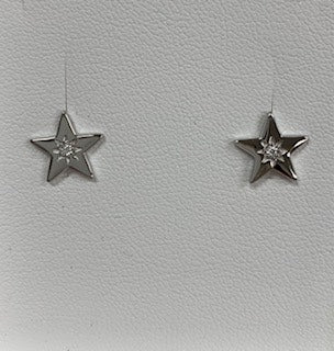 Sterling Silver Cubic Star Stud Earrings
