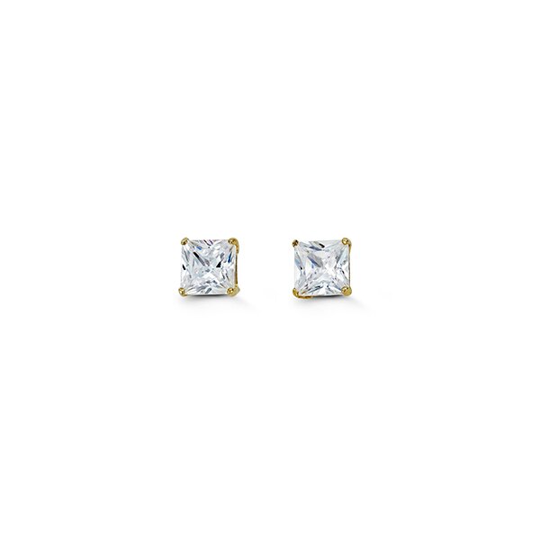 14kt Yellow gold 4mm Square Cubic Studs