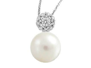 10kt White gold canadian diamond & pearl pendant