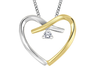 10kt Yellow & White Gold Canadian Diamond heart pendant