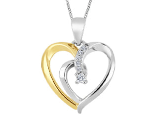 10kt Yellow & white gold Canadian diamond heart pendant